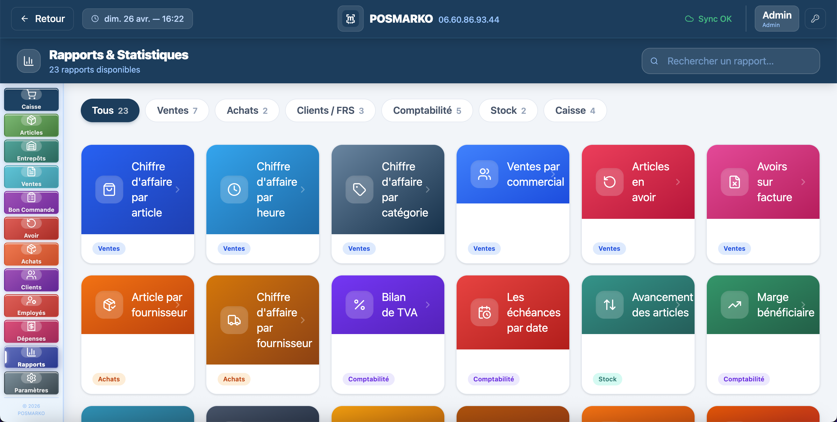 Interface du logiciel de caisse - Système POS pour Quincailleries & Divers