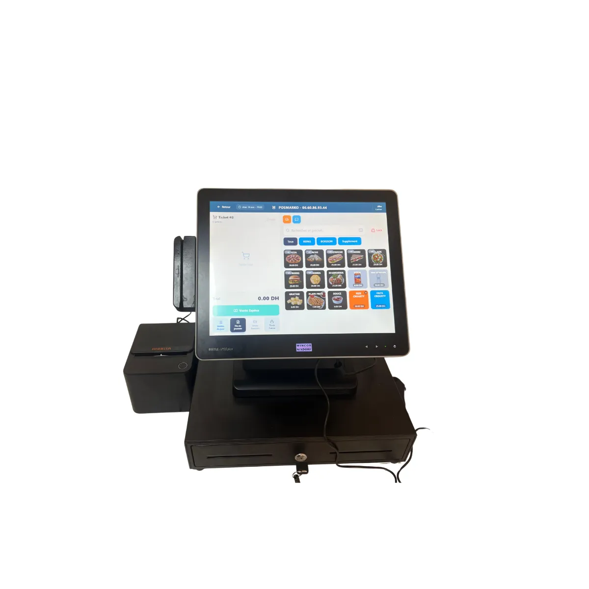 Pack Caisse Wincor Nixdorf Beetle /iPOS Plus – Terminal Tactile + Imprimante + Tiroir 2