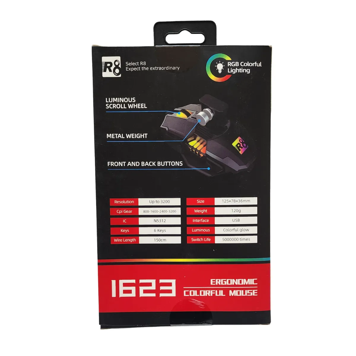 Souris Gaming R8 1623 RGB USB – 3200 DPI 2